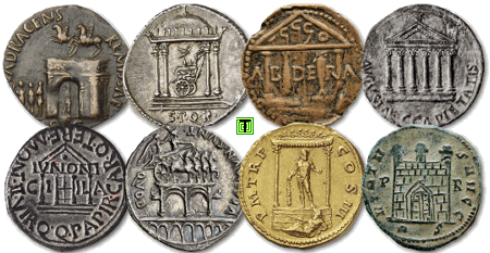 Ejemplos de representaciones arquitectónicas en las monedas de Hispania Antigua