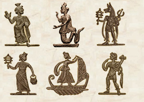 Representations of Serapis, Isis-Thermouthis, Anubis, Isis, Isis Faria y Harpocrates